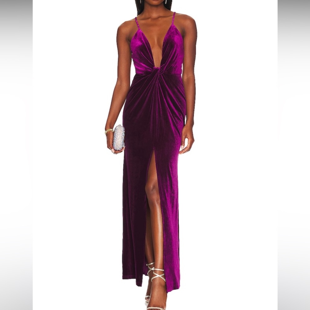 Aurora Deep V Maxi Dress in Grape Superdown Size Small